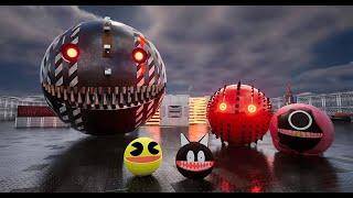 PACMAN VS MONSTER PACMAN VS ROBOT PACMAN -PINK SOLIDIERS  #pacman #monsterpacman #robotpacman