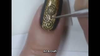 Polygel nail art | black n golden theme | by Art & Craft