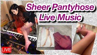 Shiny Sheer CDR Nylons Pantyhose Try On Review Live Music, Piano Guitar Tights Legs Feet Soles Toes