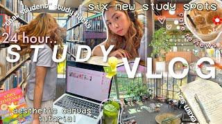 24 HR STUDY VLOGhow to stay productive| dream study spot| cafe hopping| long study sessions