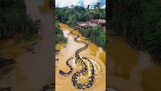 Two Giant Anacondas Filmed in Amazon—Drone Footage Stuns the World!  #AnacondaAlert #DroneShot