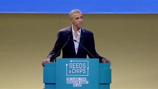 Barack Obama speaks at the Global Food Innovation Summit, Milan, Italy, on May 9, 2017