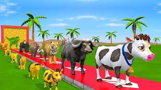 Paint Animals Duck,Tiger,Cow,Lion,Buffalo,Gorilla,Elephant,Dinosaur Fountain Crossing Animal Game