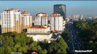 Yangon skyline 2025 Aerial video of M Tower and Pyay Road