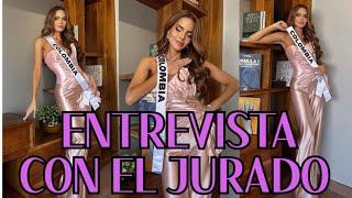 Así Lucio Colombia en la entrevista con el jurado en miss universe 2024.