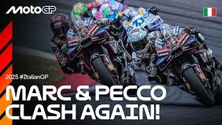 Sparks fly during the long-awaited Marquez VS Bagnaia battle ️ | 2025 Italian GP