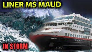 Norwegian cruise ship MS Maud caught in a storm