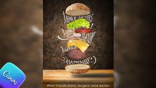 Burger Restaurant Advertising Poster Design with Canva