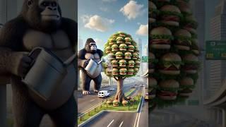 The poor monkey planted a magic burger tree but then the naughty child uprooted it #shorts#ai#monkey