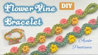 #howtomake Flower Vine Bracelet w/ only 3 strings#easydiy #originaldesign #embroidery #diycraft #diy