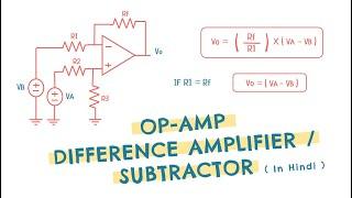 DIFFERENCE AMPLIFIER / SUBTRACTOR USING OP-AMP | Working and derivation explained in simple way