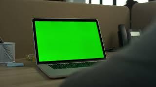 #business  man using #greenscreen #laptop  computer in office green screen computer