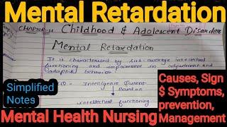 Notes Of Mental Retardation (Chapter 11) in Mental Health Nursing  (psychiatric)  in Hindi.