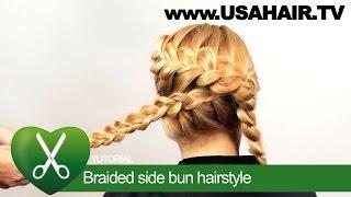 Braided side bun hairstyle. parikmaxer TV USA