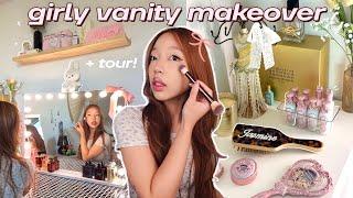 VANITY TOUR + TRANSFORMATION 🩰 satisfying organization, aesthetic makeup collection