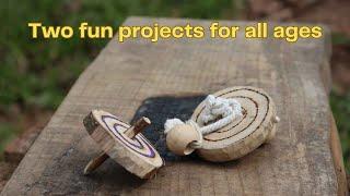 Making woodland toys that spin -   Forest School Tool Activities