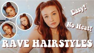 MY 2020 GO TO RAVE HAIRSTYLES | Easy, No-Heat Festival Hair Tutorial