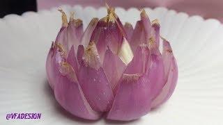 How To Make Onion Flower Garnish - Artistic Onion Lotus Carving Garnish.