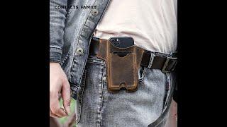 Leather Cell Phone Case Holster EDC Tool Sheath Waist Card Bag Pouch Belt Loop