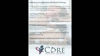 Core Physical Therapy - #physicaltherapy #physiotherapy #physicaltherapist #pt #backpain #mobility