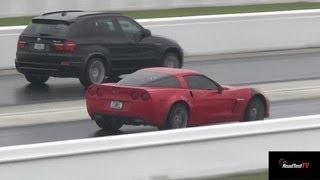 Corvette Grand Sport vs. BMW X5M - Drag Race - Street Car Drags - Road Test TV ®