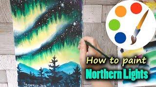 How to Paint  Northern Lights, option 2, acrylic painting