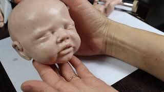 Лепка головы младенца из полимерной глины. Polymer clay baby doll head.