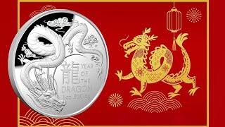 2024 1oz Australia Lunar Year of the Dragon .999 Silver Proof Domed Coin