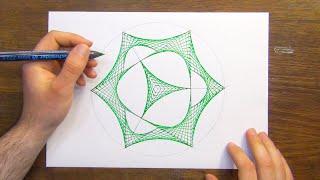 HOW TO DRAW SPIROGRAPH PATTERN WITH RULER AND COMPASS️ - GEOMETRIC ART  SPEED TUTORIAL