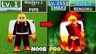 Beating Blox Fruits as Rengoku! Lvl 0 to Max Lvl Full Human v4 Awakening Noob to Pro in Blox Fruits