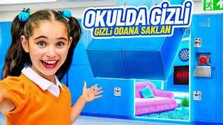 ELİF SİNEM OKULDA GİZLİ ODA YAPTIK !! OKULA GİZLİ GİRDİK GÜVENLİKTEN KAÇIŞ !!