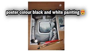 poster colour black and white painting for beginners......#swagatart