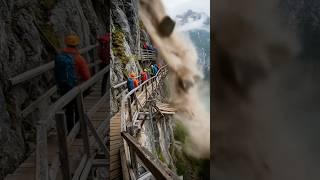 Mountain Cliff Gives Way Along Hiking Path #shorts #mountains