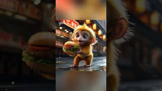 Hamburger #youtubeshorts #cute #cute #funny #monkey #animals #pets #ai