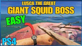 HOW TO KILL LUSCA THE GREAT STRANDED DEEP GIANT SQUID BOSS EASY PS4 CONSOLE