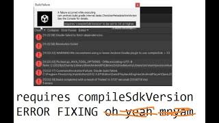 unity CheckAarMetadataWorkAction requires compileSdkVersion FIX