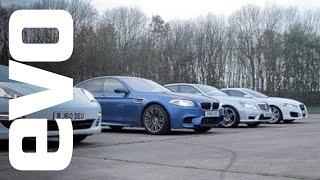 BMW M5 v Porsche Panamera S v Mercedes-Benz E63 AMG v Jaguar XFR | evo magazine