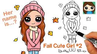 How to Draw a Cute Girl for Autumn #2 Happy Fall