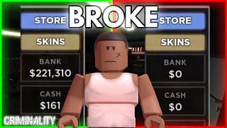 Becoming BROKE by spending $221K In Criminality | Roblox