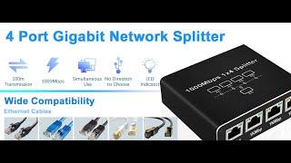 LIEZHUA Ethernet Splitter 1 to 4 - Network Splitter with USB Power Cable