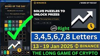 Theme The Long Game Of Crypto WOTD | Binance Crypto WODL Answers Today | All Letters WOTD