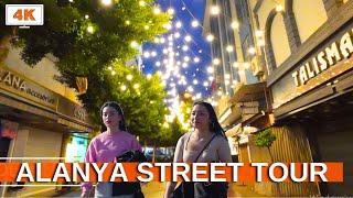 Alanya Street Night ! Alanya City Center ! Alanya Street Tour 2024 ! Alanya Antalya ! 4K 60 FPS !