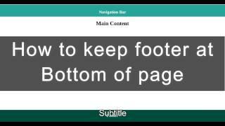 How to keep footer at bottom of page | HTML and CSS