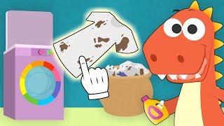 Learn with Eddie  How to Do Laundry for Kids | Eddie the Dinosaur Does His Laundry