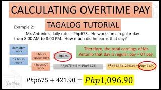 Business Math: CALCULATING OVERTIME PAY - TAGALOG TUTORIAL