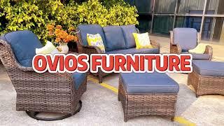 Ovios Patio Furniture Set 6-Piece with Rocking Chairs and Table Kenard.