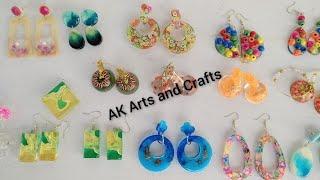 Latest Resin Earrings Collections from AK Arts and Crafts // Resin Ear Rings # Resin for Beginners