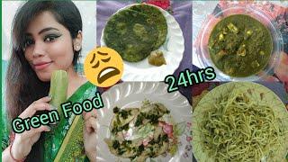 Green Food Challenge for 24 Hours || Anindita Vlogs Deb