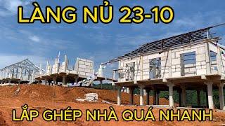 Tin Mới Nhất Về Làng Nủ! Ngôi Nhà Đầu Tiên Xong Hoàn Chỉnh Khung Mái, Lên Khung Mái Tiếp Nhà Thứ Hai