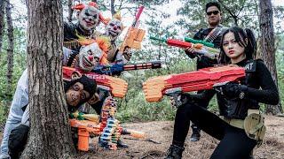 LTT Films : Couple Silver Flash Nerf Guns Cooperate Fight Against Most Notorious Tiger Mask Gang